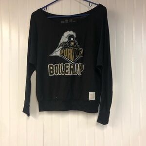 Retro Brand Black Purdue Boilermakers Long Sleeve Boatneck NCAA Medium